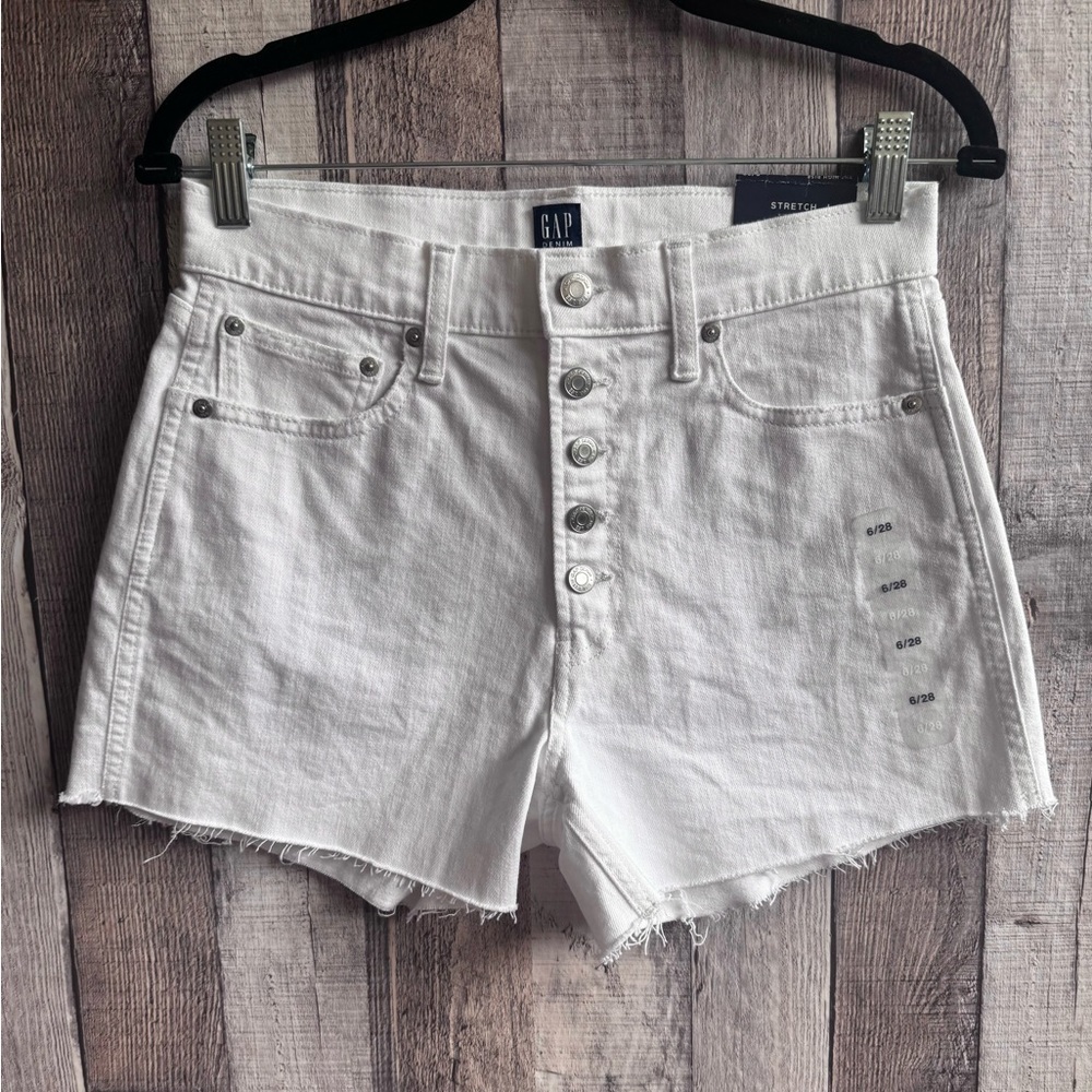 Gap High Rise Button Fly Stretch Shorts Sz 6 NWT